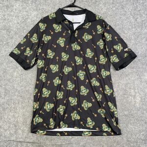 Rolo Golf Mens XXL Polo Shirt AOP Performance Golfer Skull Black Casual